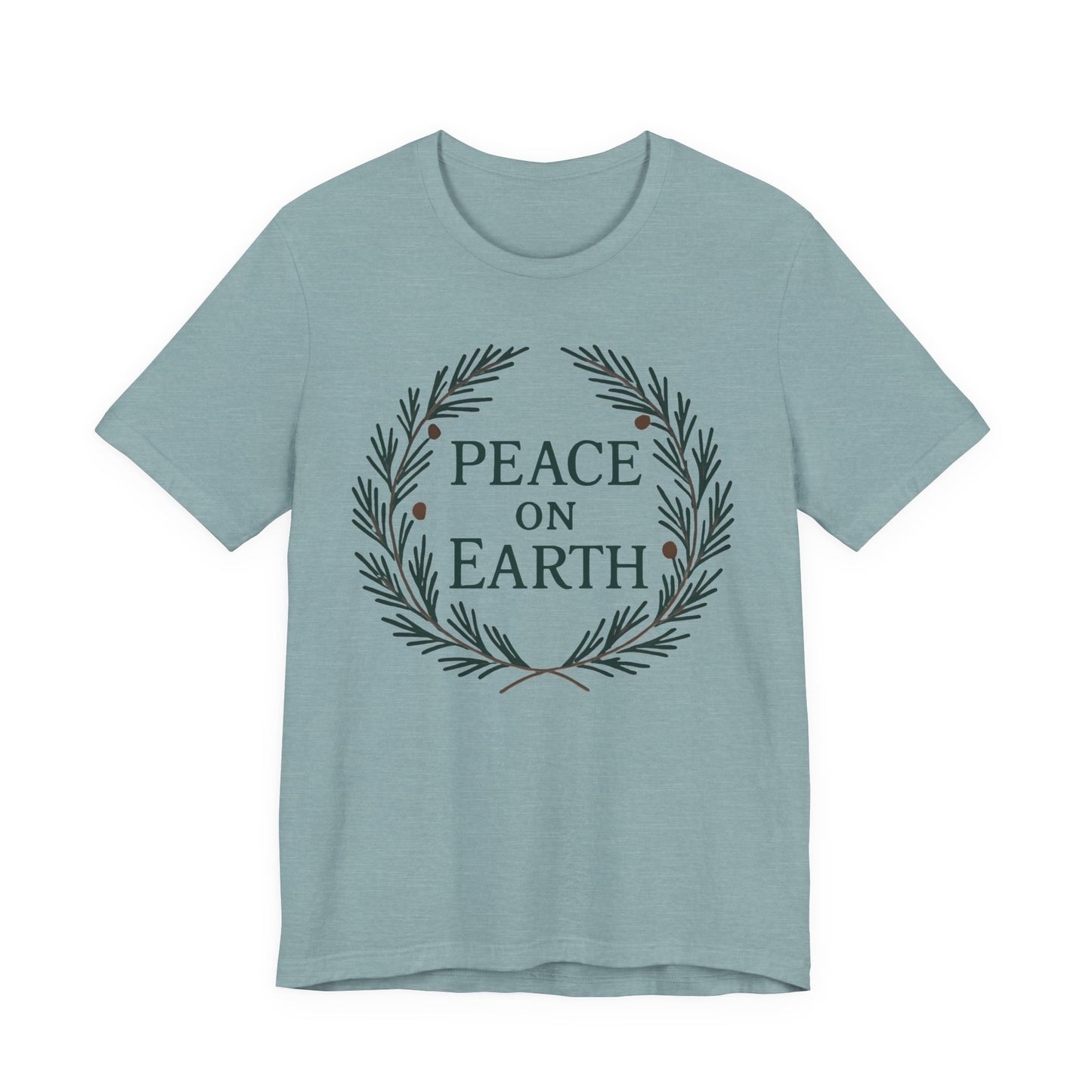 Peace on Earth Wreath - Christmas Collection — Minimal Text Graphic Tee