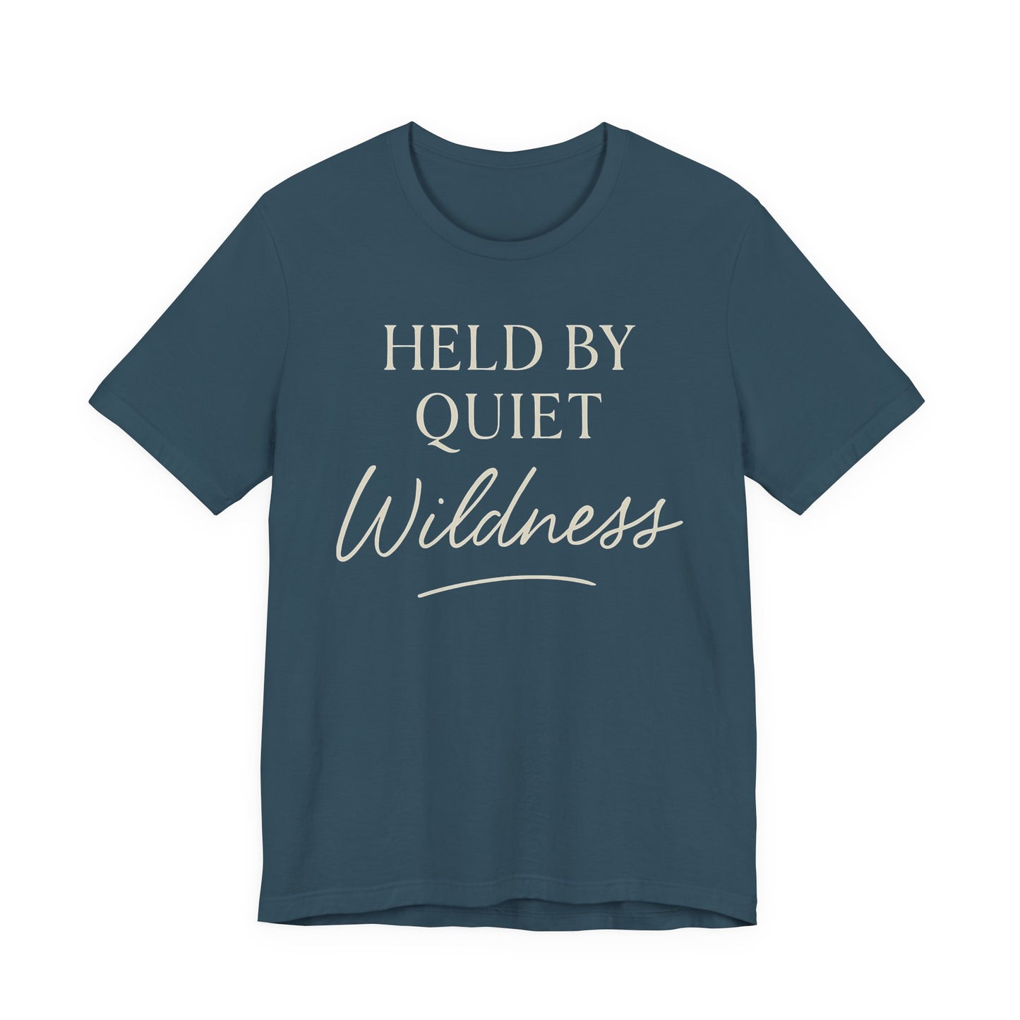 Held by Quiet Wildness — Bella + Canvas 3001 Minimal Graphic Tee