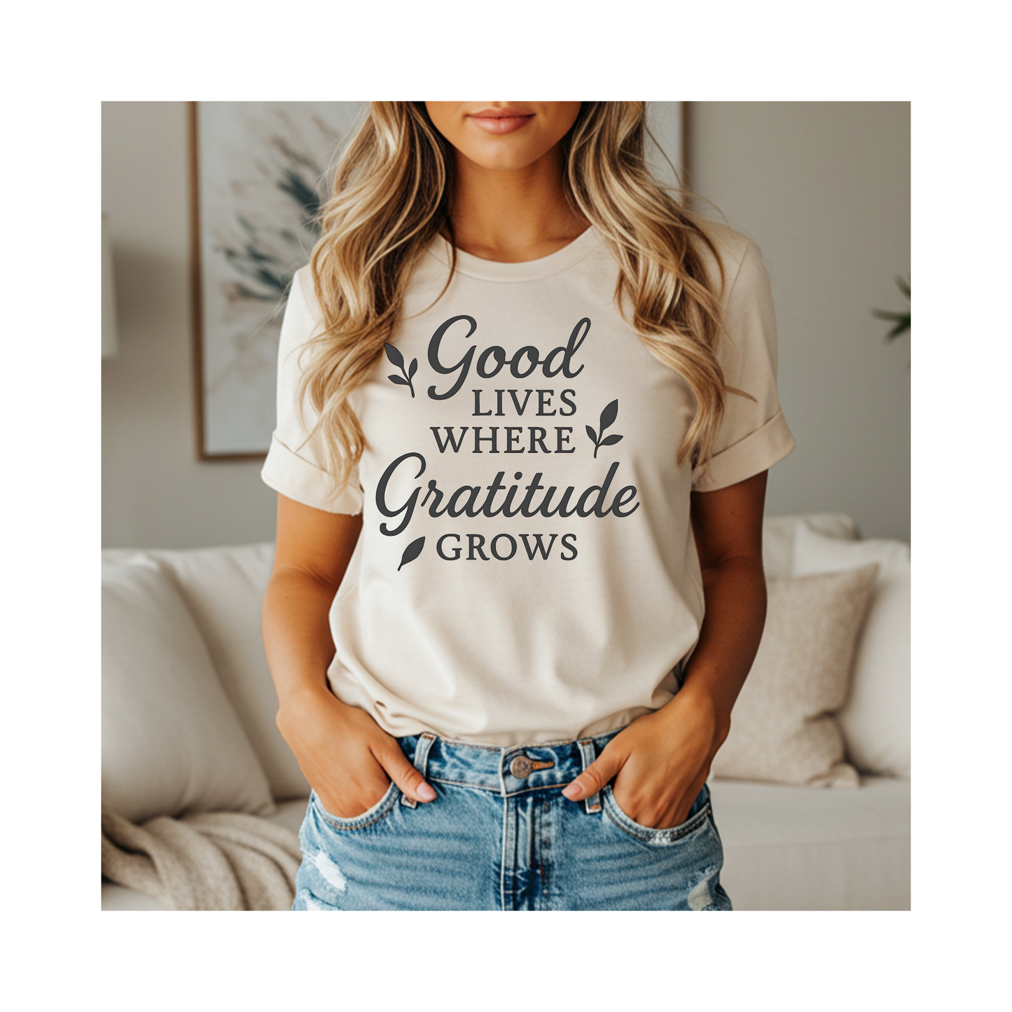 Good Lives Where Gratitude Grows – Soft Spoken Tee • Bella + Canvas 3001